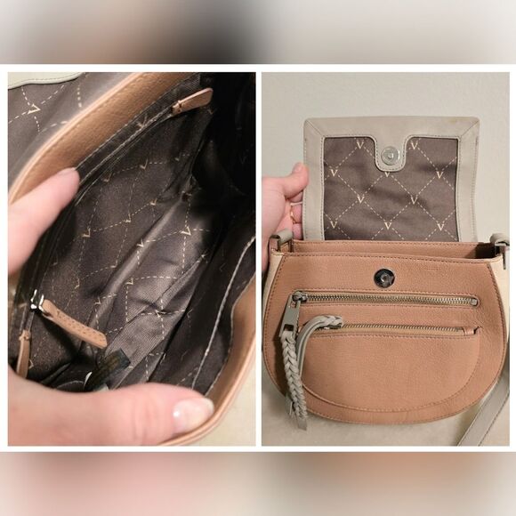 VINCE CAMUTO Colorblock Ayla Pastel Genuine Leather Crossbody Saddle Bag - Picture 7 of 8